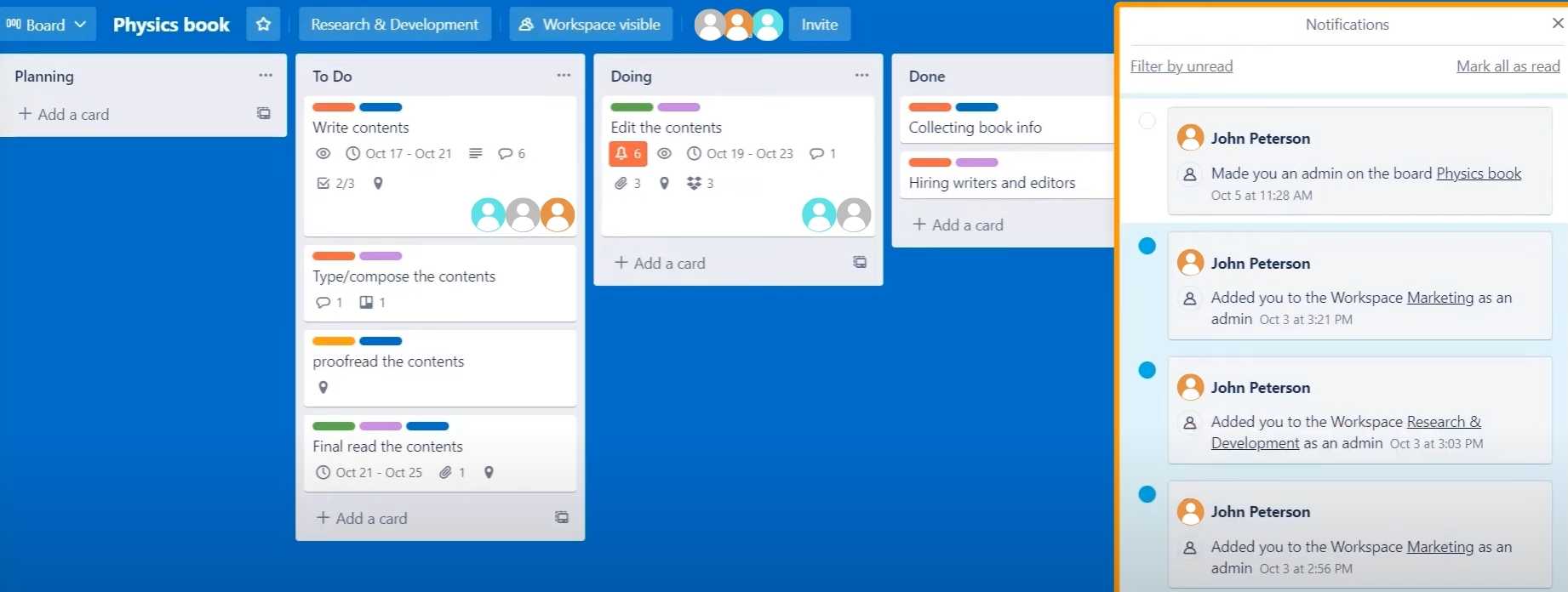 Notifications in Trello